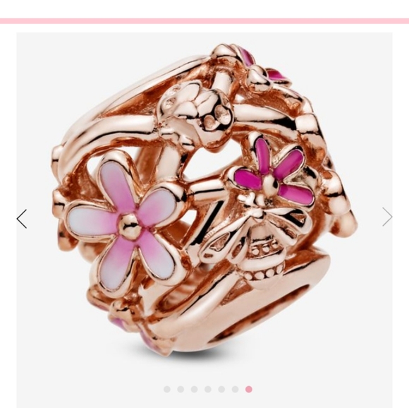 NEW PANDORA ROSE OPENWORK PINK DAISY FLOWER CHARM - Picture 5 of 7